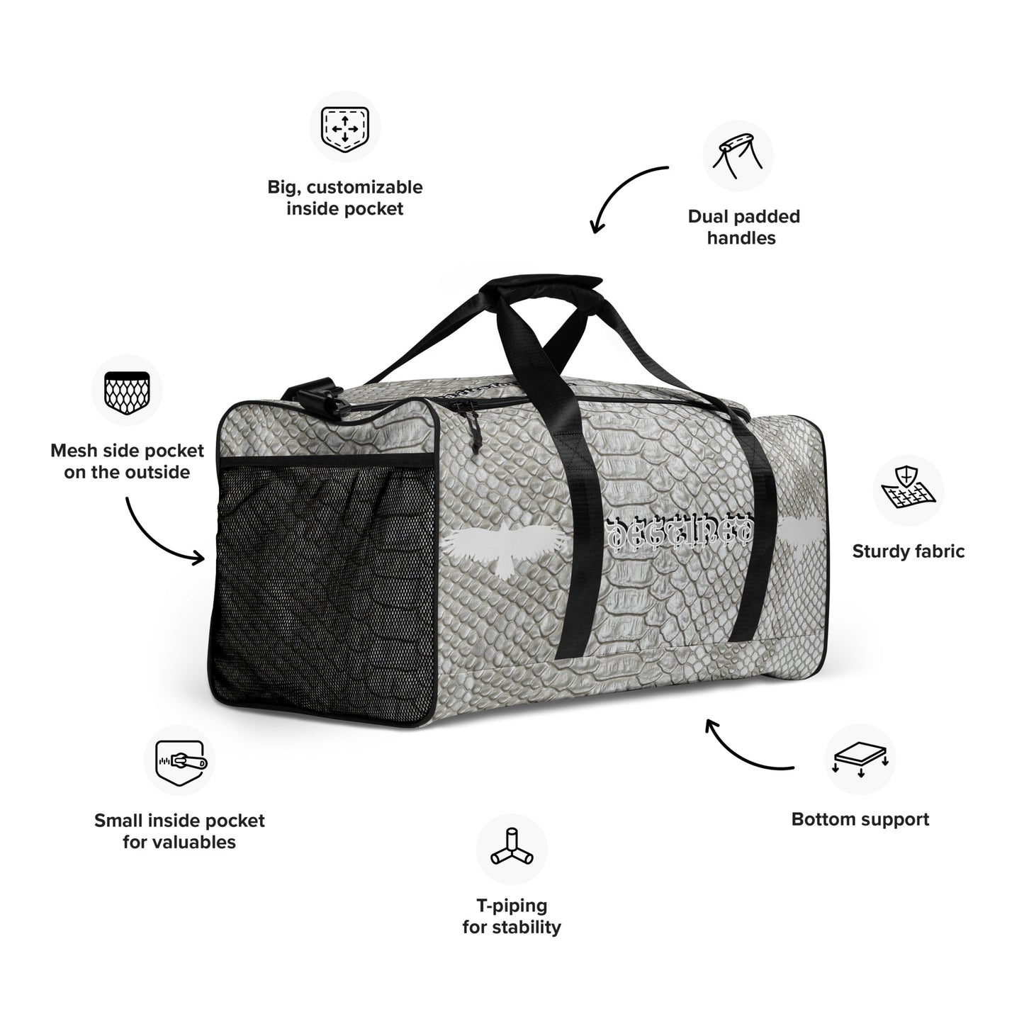 Cool Grey Mamba Snakeskin Duffle bag