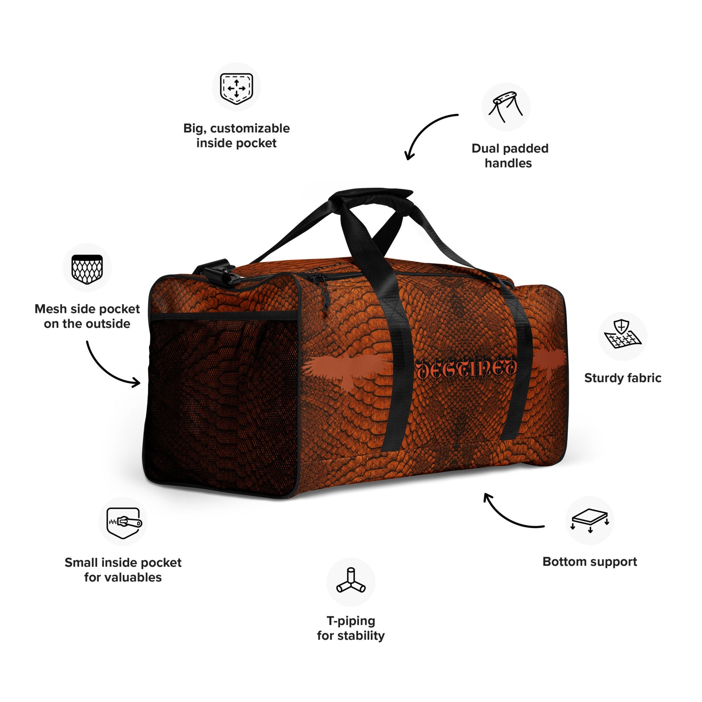 Orange Mamba Snakeskin Duffle bag